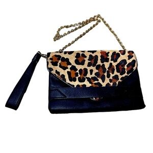 Animal Leopard Print Black and Brown Shoulder crossbody purse Kate Alex Cuffaro